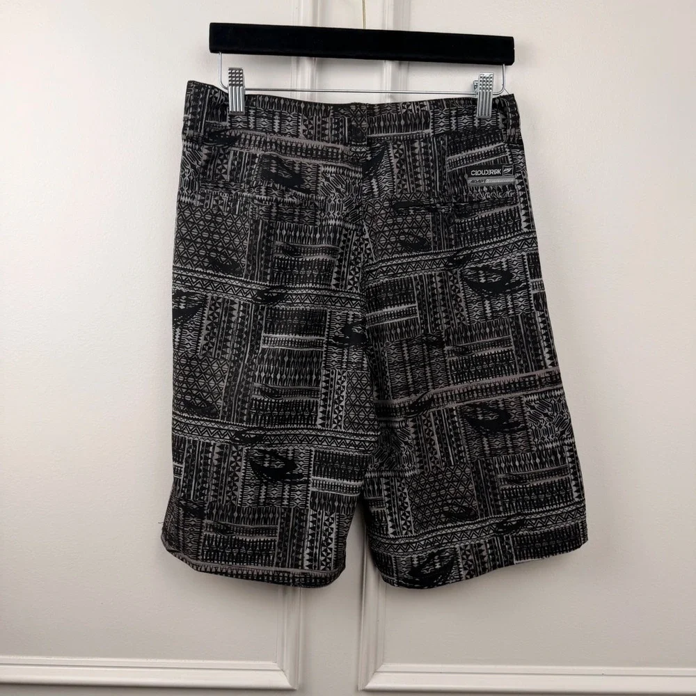 Cloudbreak‎ Adapt2 Mens Hybrid Boardshorts Geometric Tribal Print Grey Black 30
